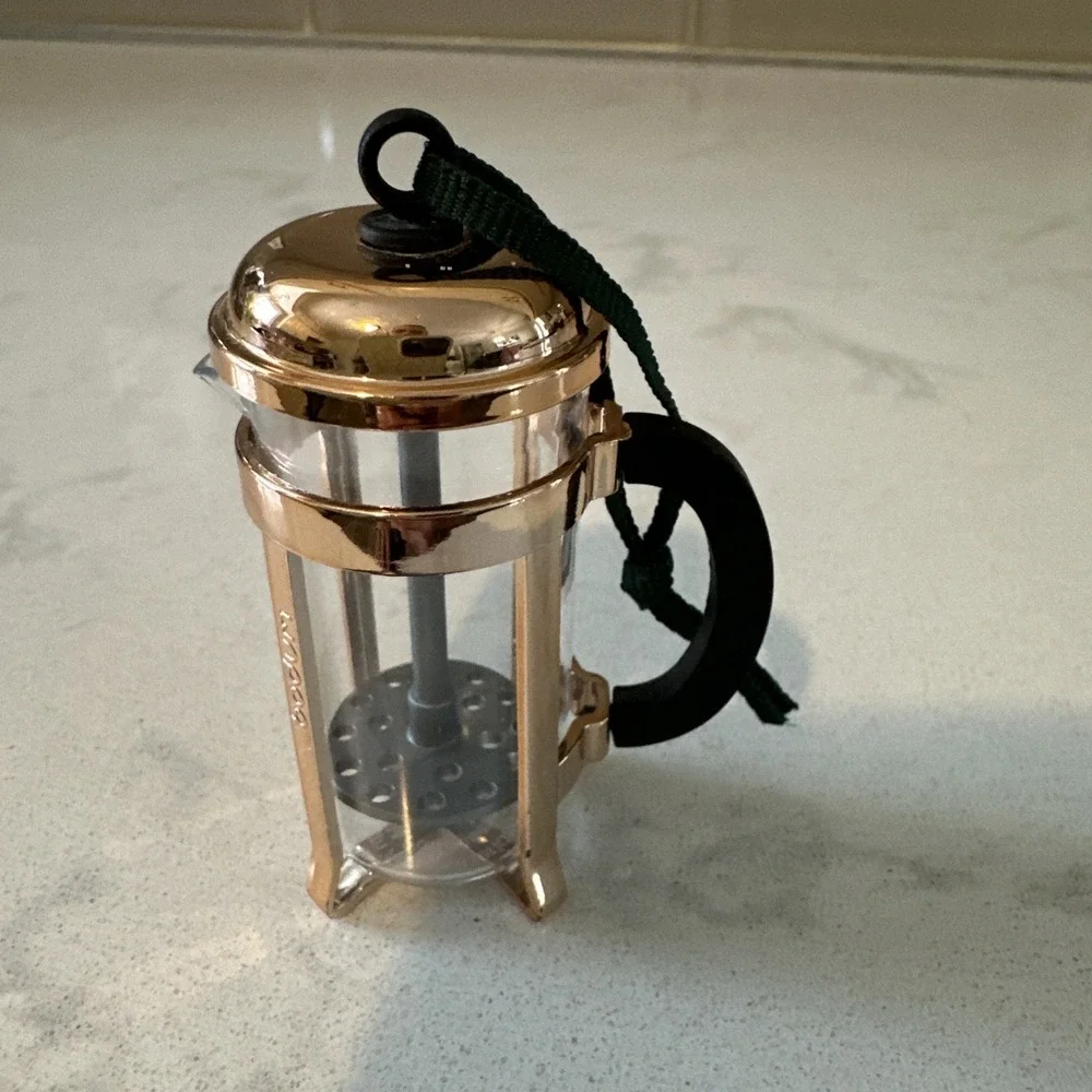 Starbucks Bodum Copper French Coffee Press Hanging Glass Metal Ornament‎ 2016